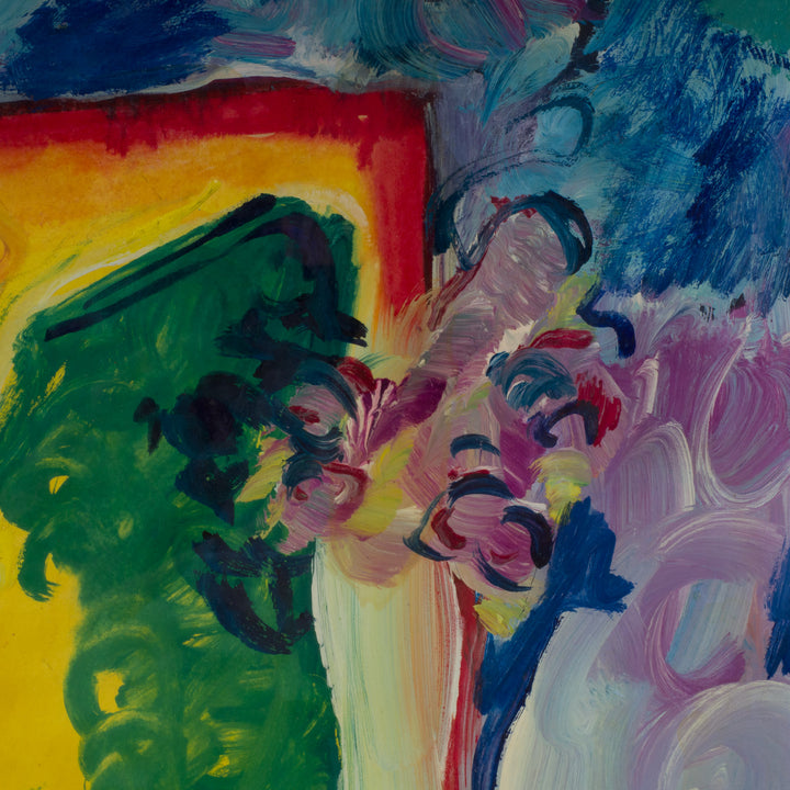 Kleurrijk schilderij door Kari Bert uit 1963