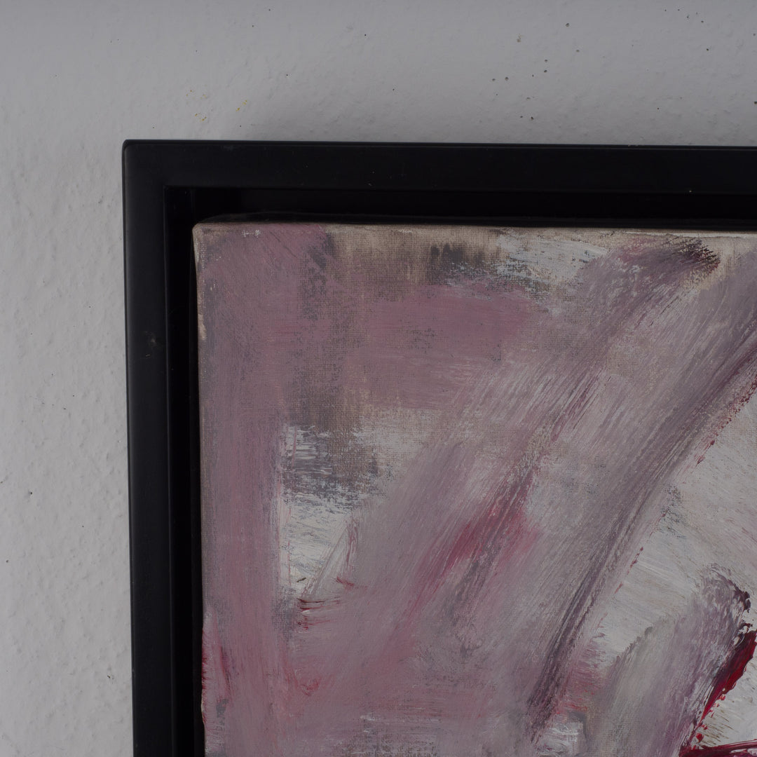 Abstract schilderij in bordeauxrood en roze