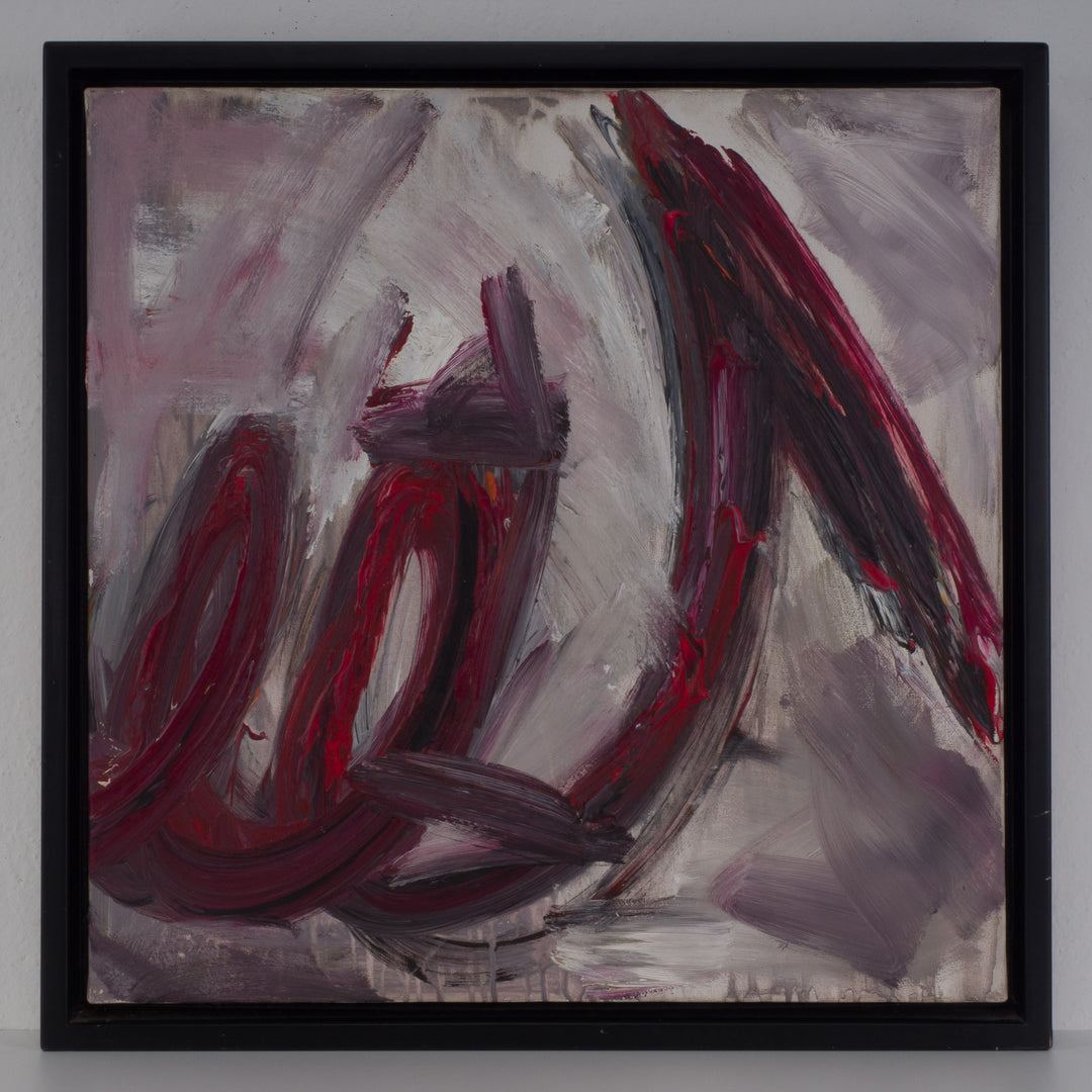 Abstract painting in burgundy and pink