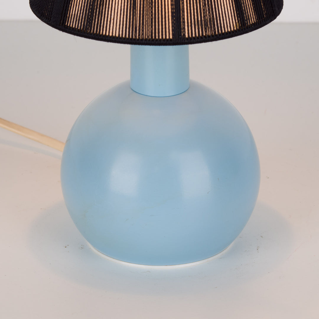 Table lamp in blue ceramic with black shade