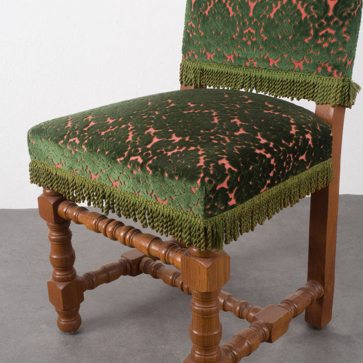 Chair in jacquard in pink and green