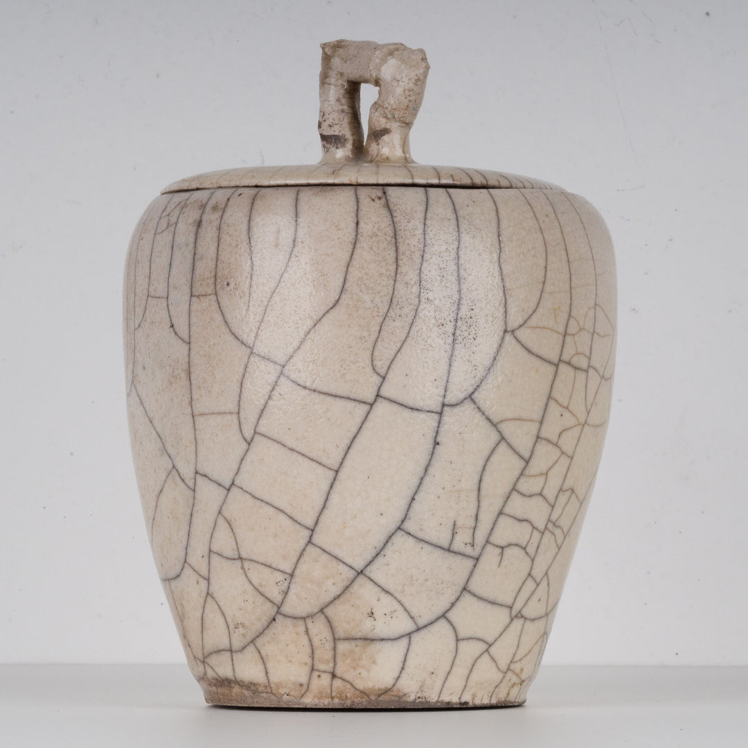Handmade ceramic vase with lid by Nicole Callebaut