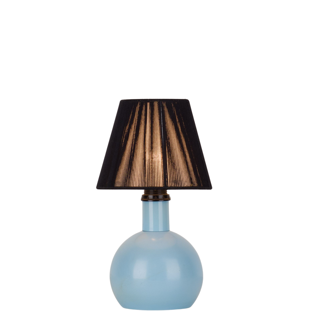 Table lamp in blue ceramic with black shade
