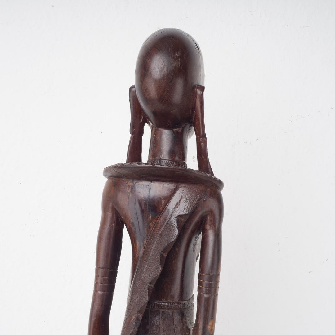 Large ebony statue of a Masai woman from Kenya