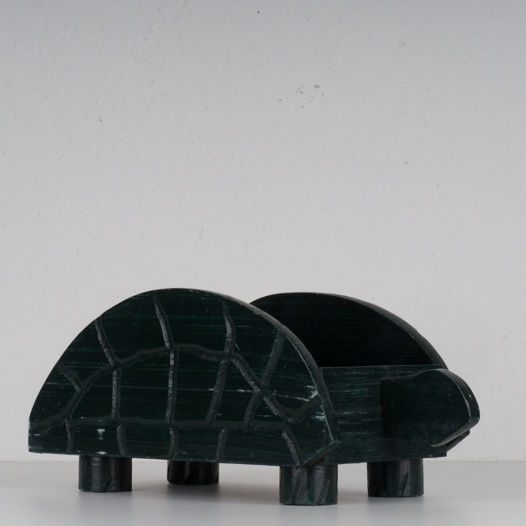 Fun wooden pot in the shape of a turtle