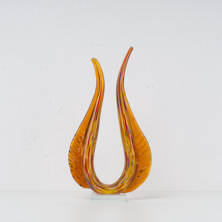 Modern orange art glass in wing shape