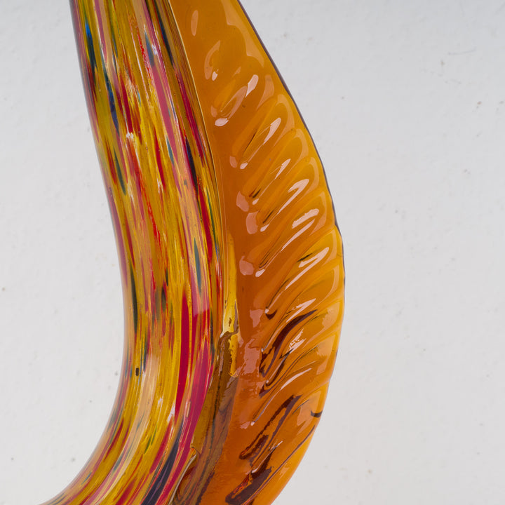 Modern orange art glass in wing shape