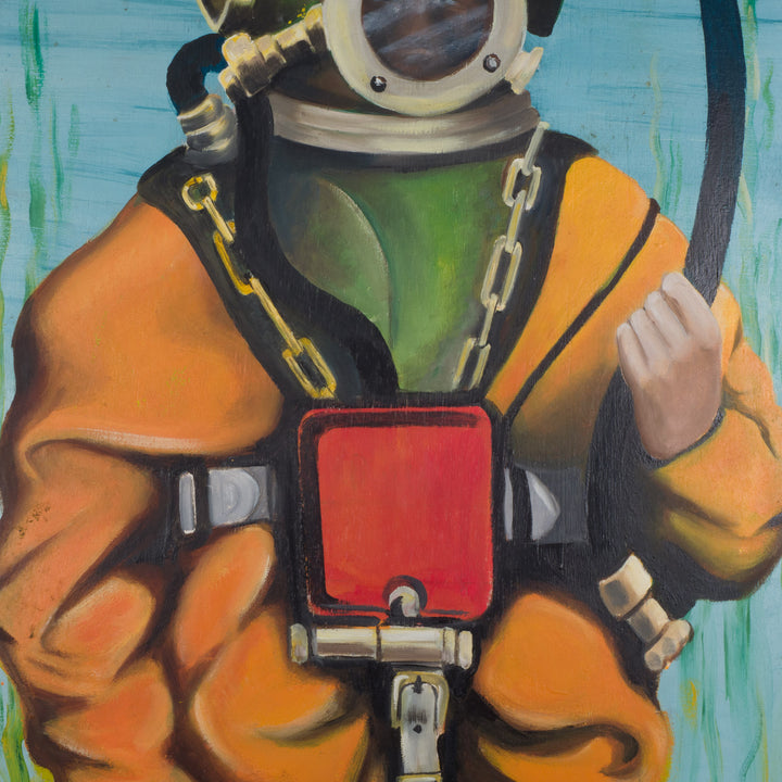 Fun painting of an old school diver, signed