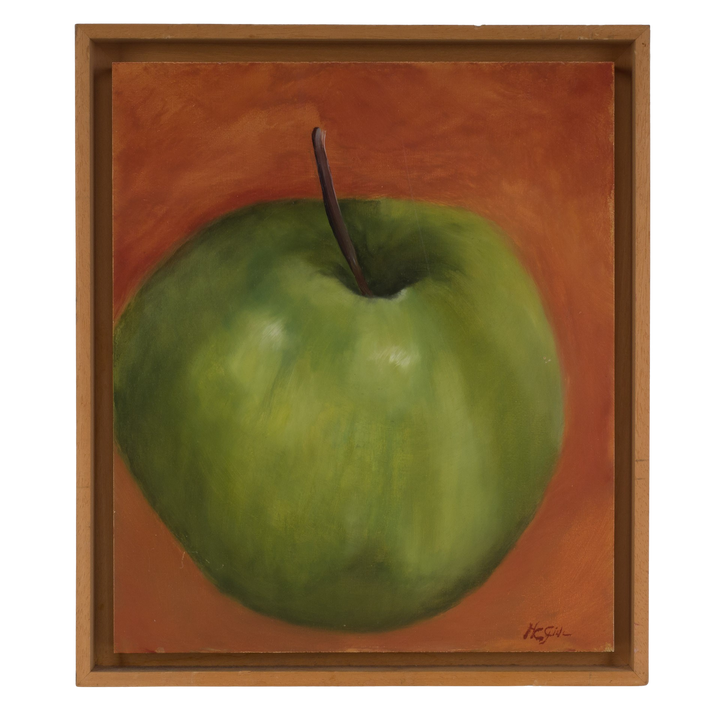 Beautiful painting of a Granny Smith apple