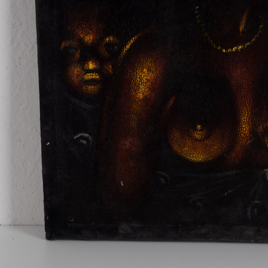 Schilderij van een zwarte vrouw met kind op de rug (2)