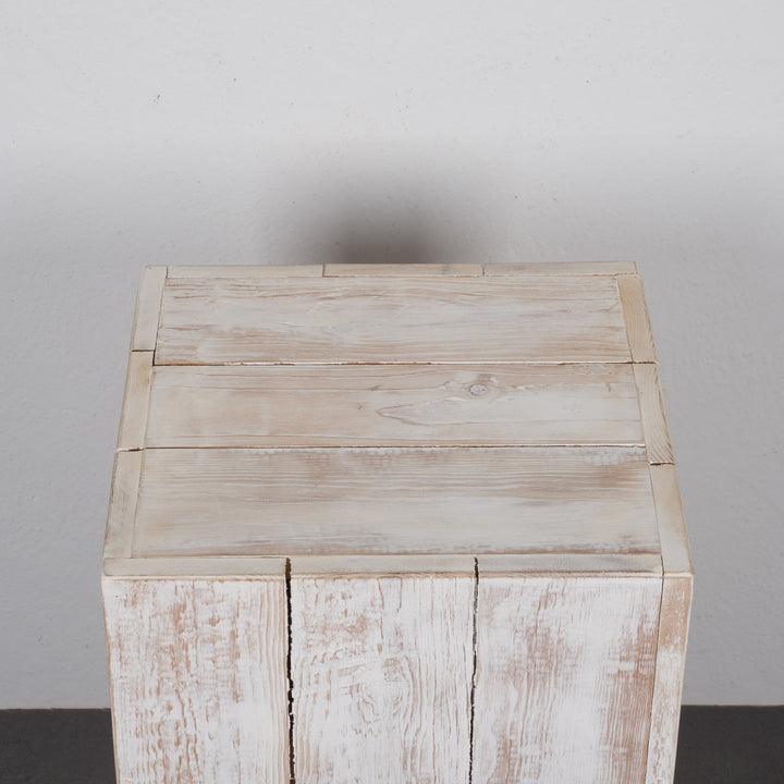 Whitewashed wooden base with shelves