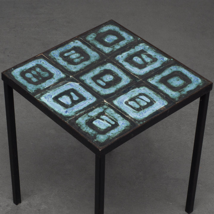 Vintage tiled table in blue