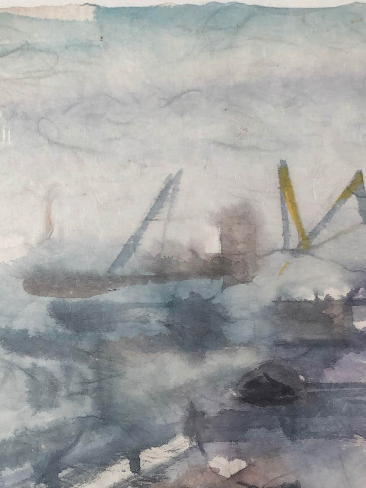Aquarel van boten in een haven door Mary Habsch - De Tuin Der Kunsten