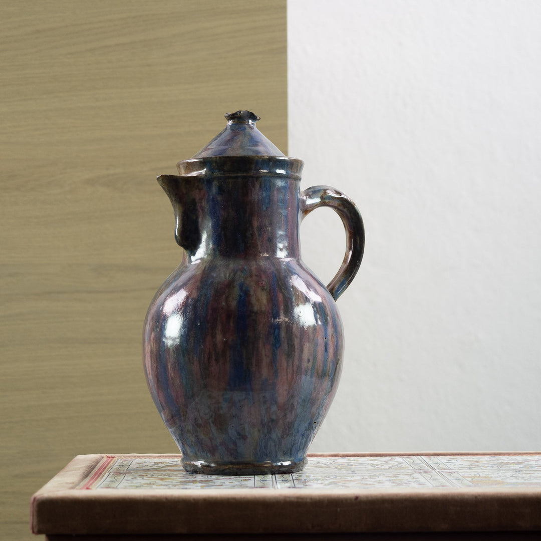 Een geglazuurde gres aardewerk vaas met deksel door Fernand Dubois uit Bouffioulx - De Tuin Der Kunsten