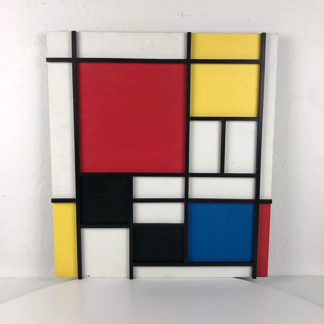 Mixed media schilderij naar Piet Mondriaan - De Tuin Der Kunsten