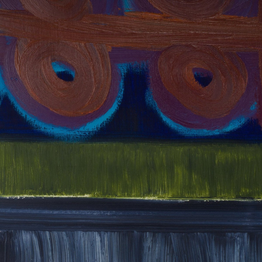 Modern schilderij in bruin, blauw en groen - De Tuin Der Kunsten