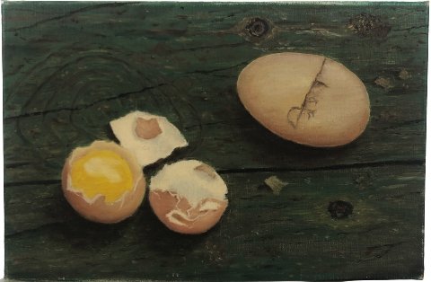 Olieverfschilderij met voorstelling van eieren - De Tuin Der Kunsten