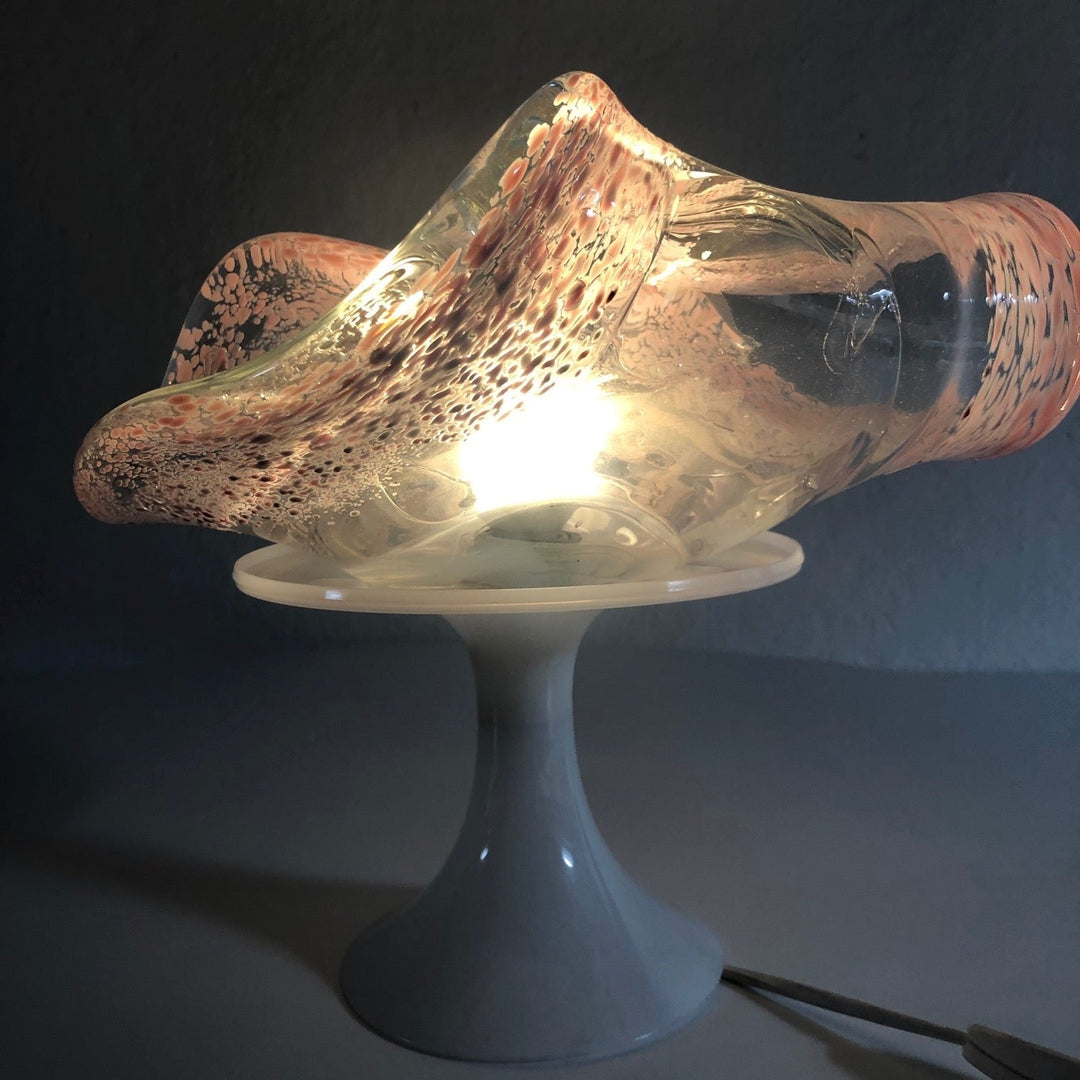 Vintage glazen sfeerlamp in de vorm van een schelp - De Tuin Der Kunsten