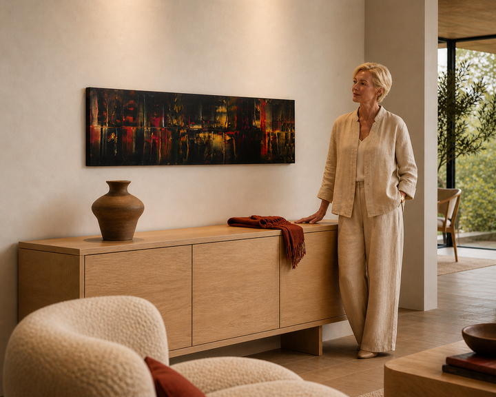 Langwerpig hedendaags acryl schilderij | 120 x 40 cm