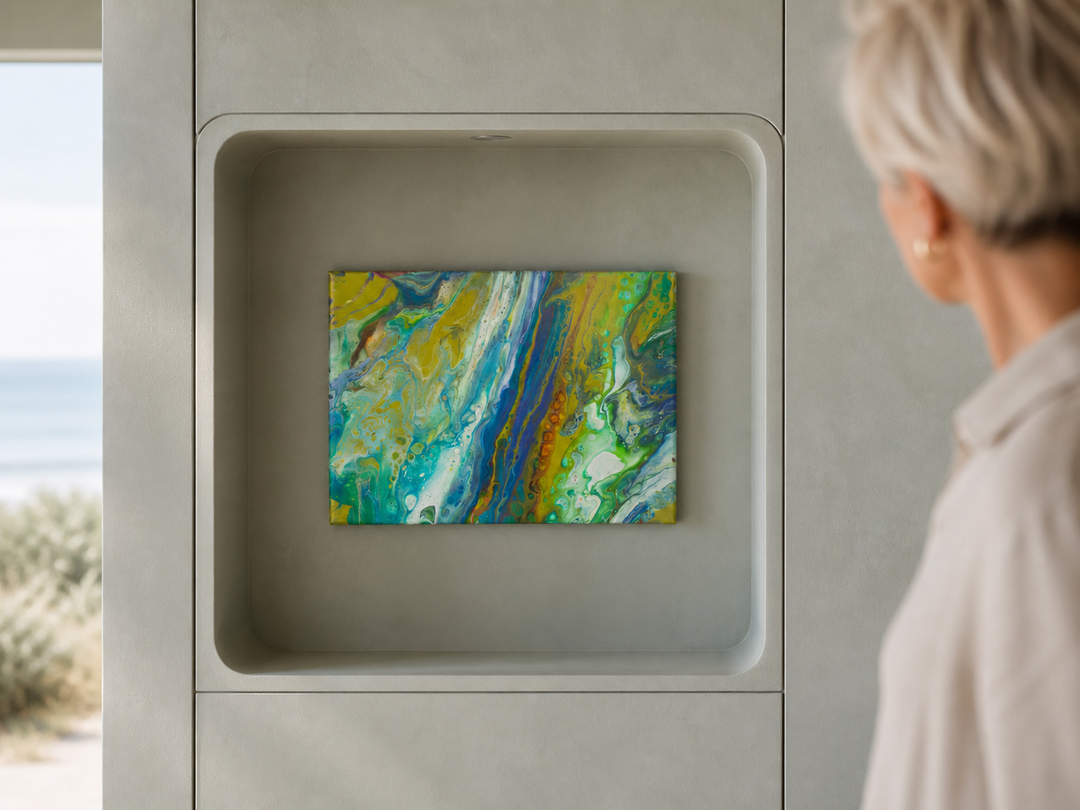 Contemporary abstract acrylic painting in green