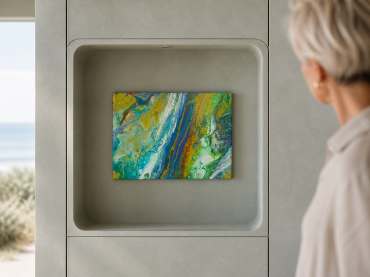 Contemporary abstract acrylic painting in green