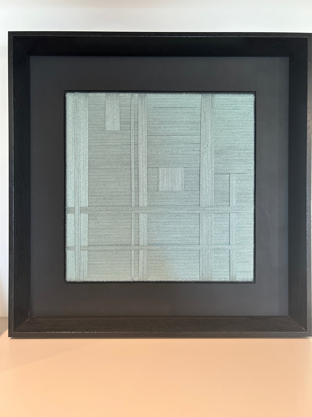 Atelier S – Geometrisch textielreliëf in mintgroen  – 38 x 38 x 4 cm