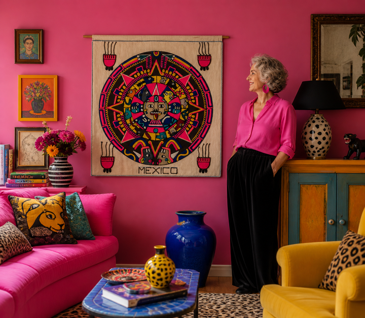 Exclusive woven canvas 'Mexico' - colorful Mexican art for your interior 🌸✨