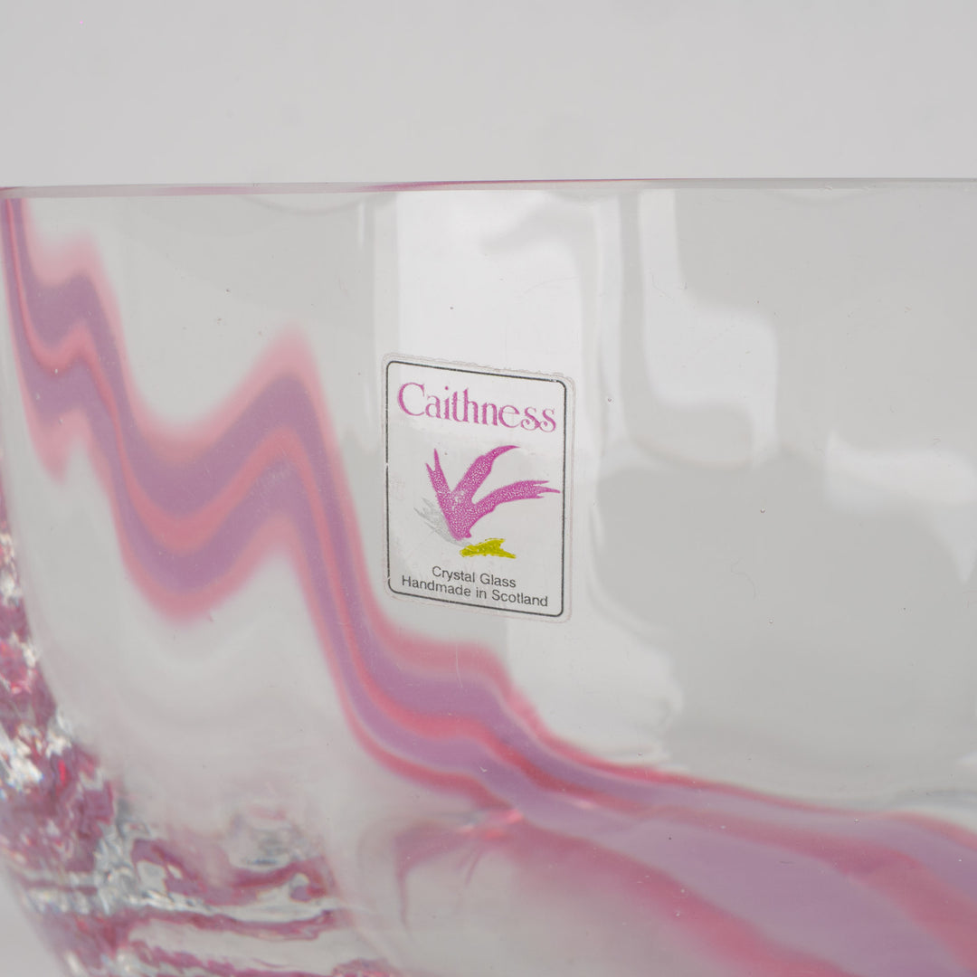 Kristallen schaal Caithness – Roze detail – Handgemaakt in Schotland – 20,2 x 20,2 x 9,2 cm
