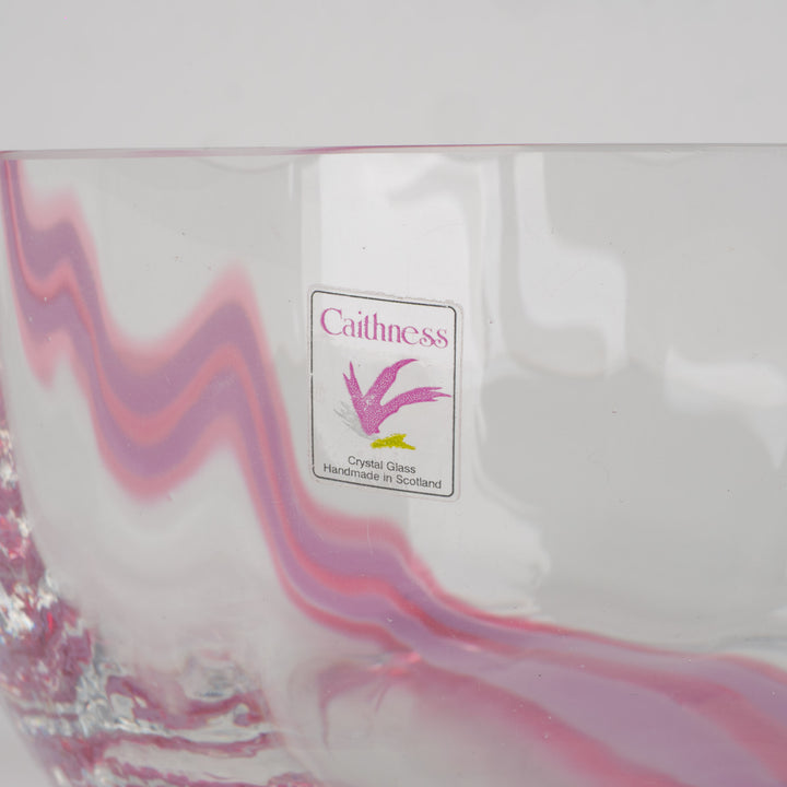 Kristallen schaal Caithness – Roze detail – Handgemaakt in Schotland – 20,2 x 20,2 x 9,2 cm