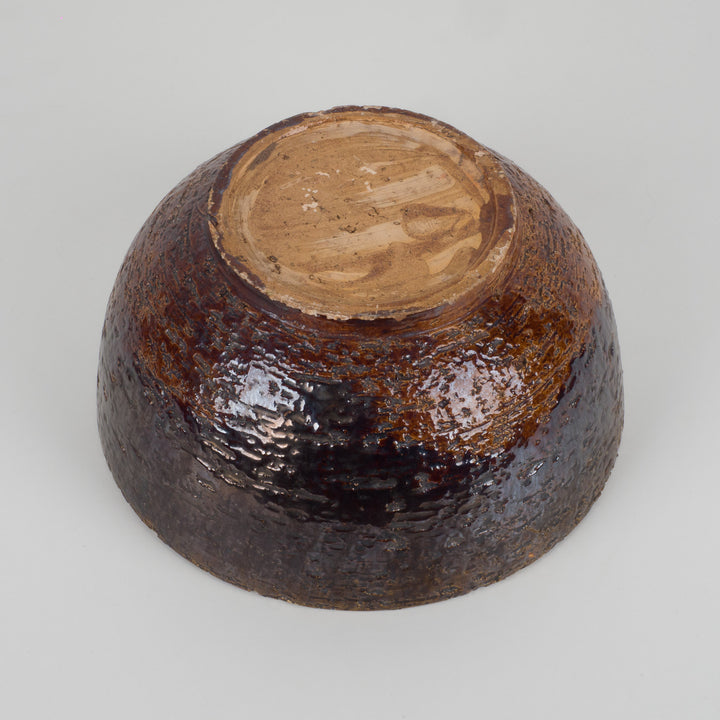 Bruin geglazuurde RAKU schaal – authentieke keramiek met karakter (25x25x12 cm)