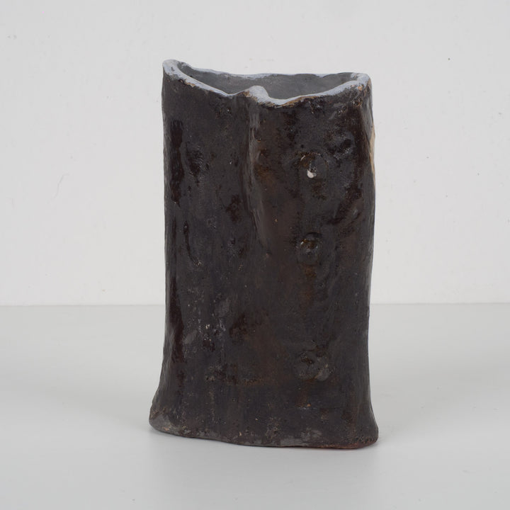 Handgemaakt keramisch potje in bruin – 10,5 x 8 x 15,5 cm