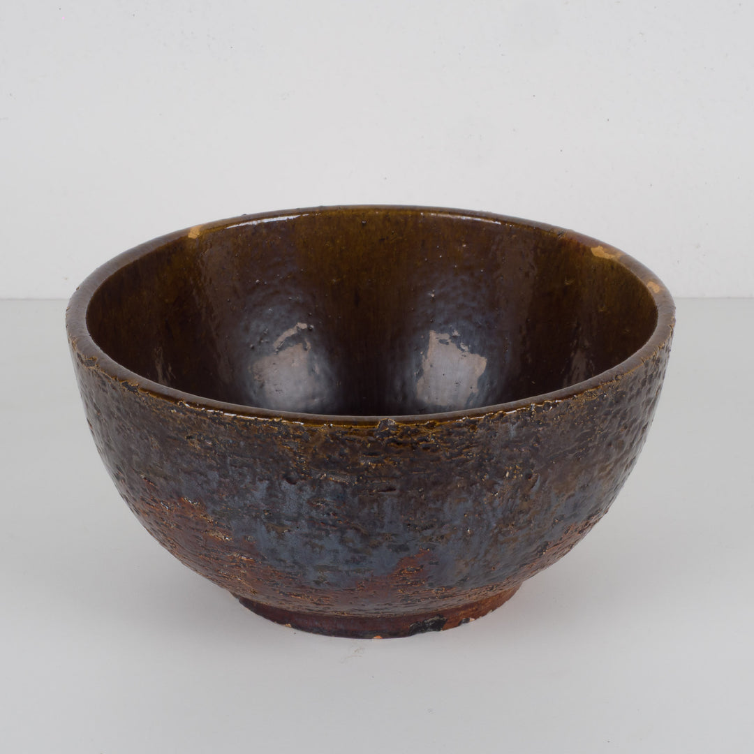 Bruin geglazuurde RAKU schaal – authentieke keramiek met karakter (25x25x12 cm)