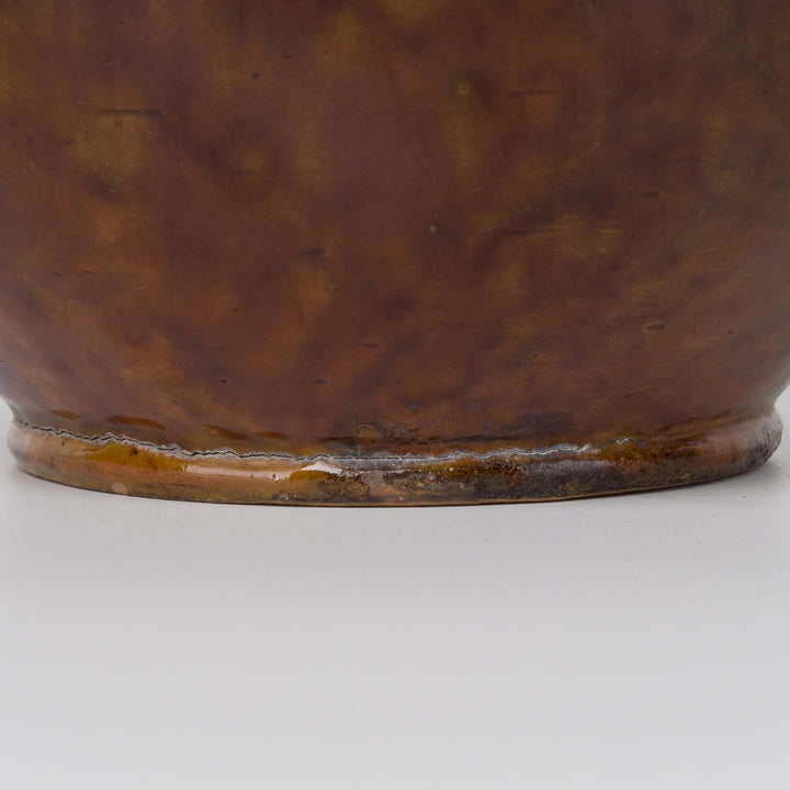 Ceramic vase R. Gery – Brown glazed earthenware – 19x19x19 cm