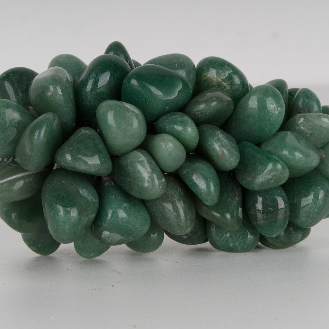 Vintage druiventros in groene steen met metalen blad – 14,5 x 14,5 x 5 cm