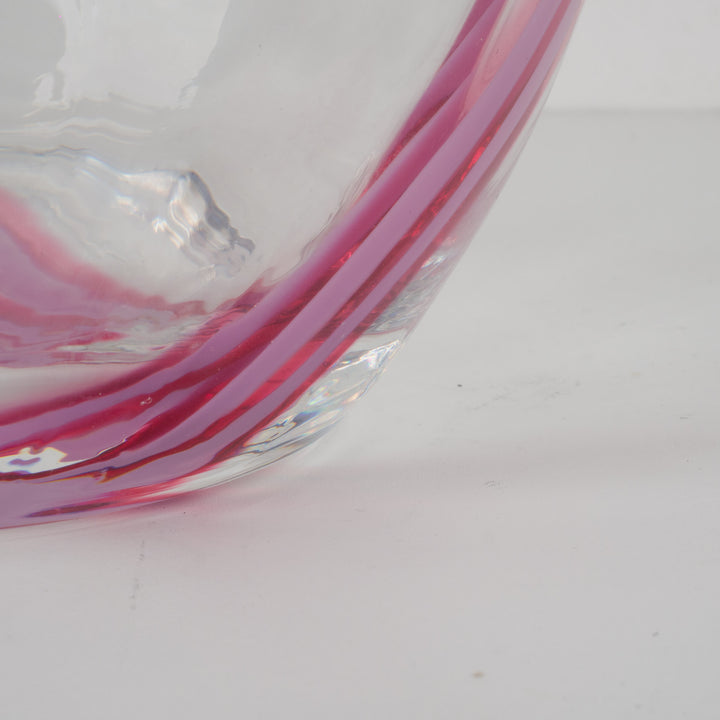 Kristallen schaal Caithness – Roze detail – Handgemaakt in Schotland – 20,2 x 20,2 x 9,2 cm