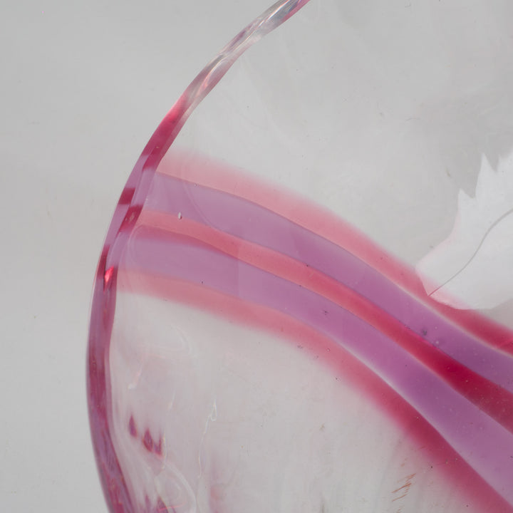 Kristallen schaal Caithness – Roze detail – Handgemaakt in Schotland – 20,2 x 20,2 x 9,2 cm