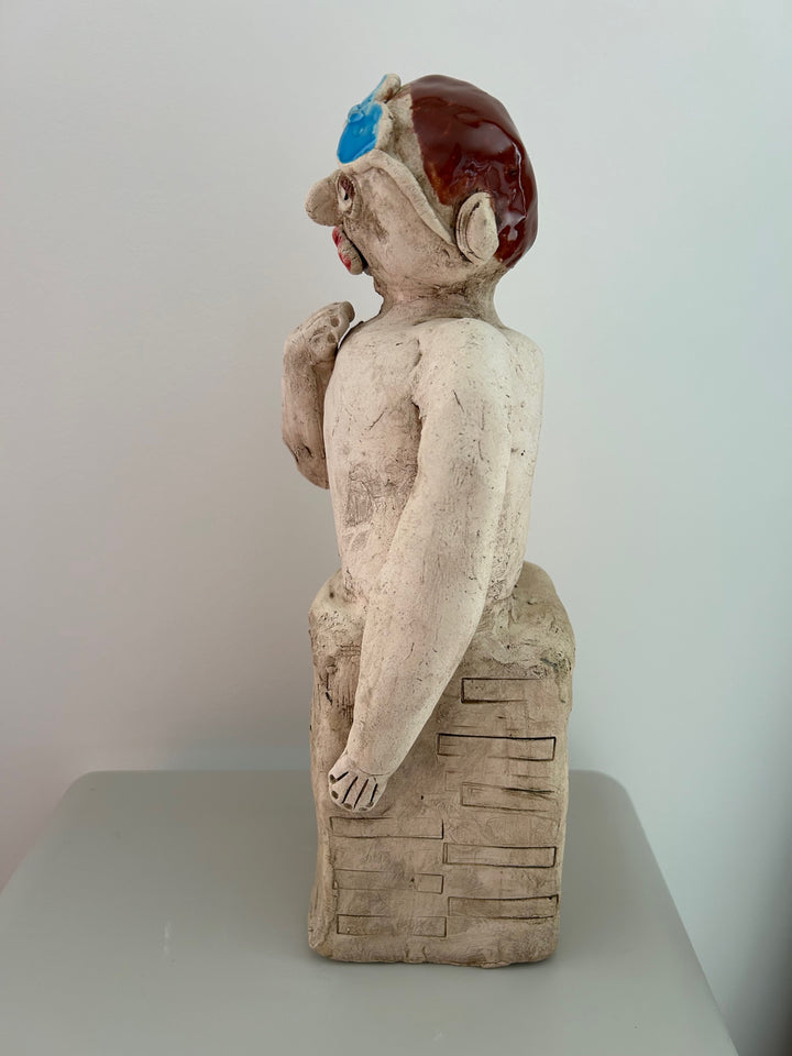Beeld 'De Dromerige Zwemmer' – een knipoog in keramiek - 14 x 9 x 33 cm