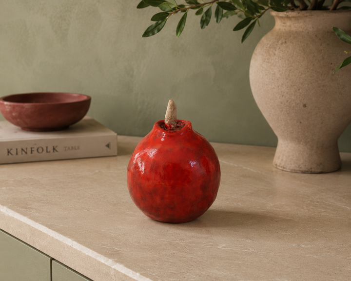 ✨ Handmade Ceramic Glazed Red Apple – Unique &amp; Social Commitment ✨