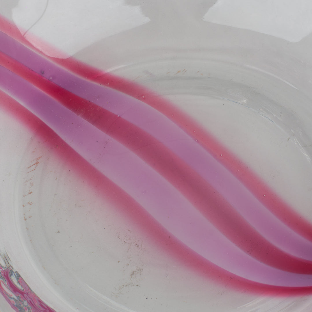 Kristallen schaal Caithness – Roze detail – Handgemaakt in Schotland – 20,2 x 20,2 x 9,2 cm