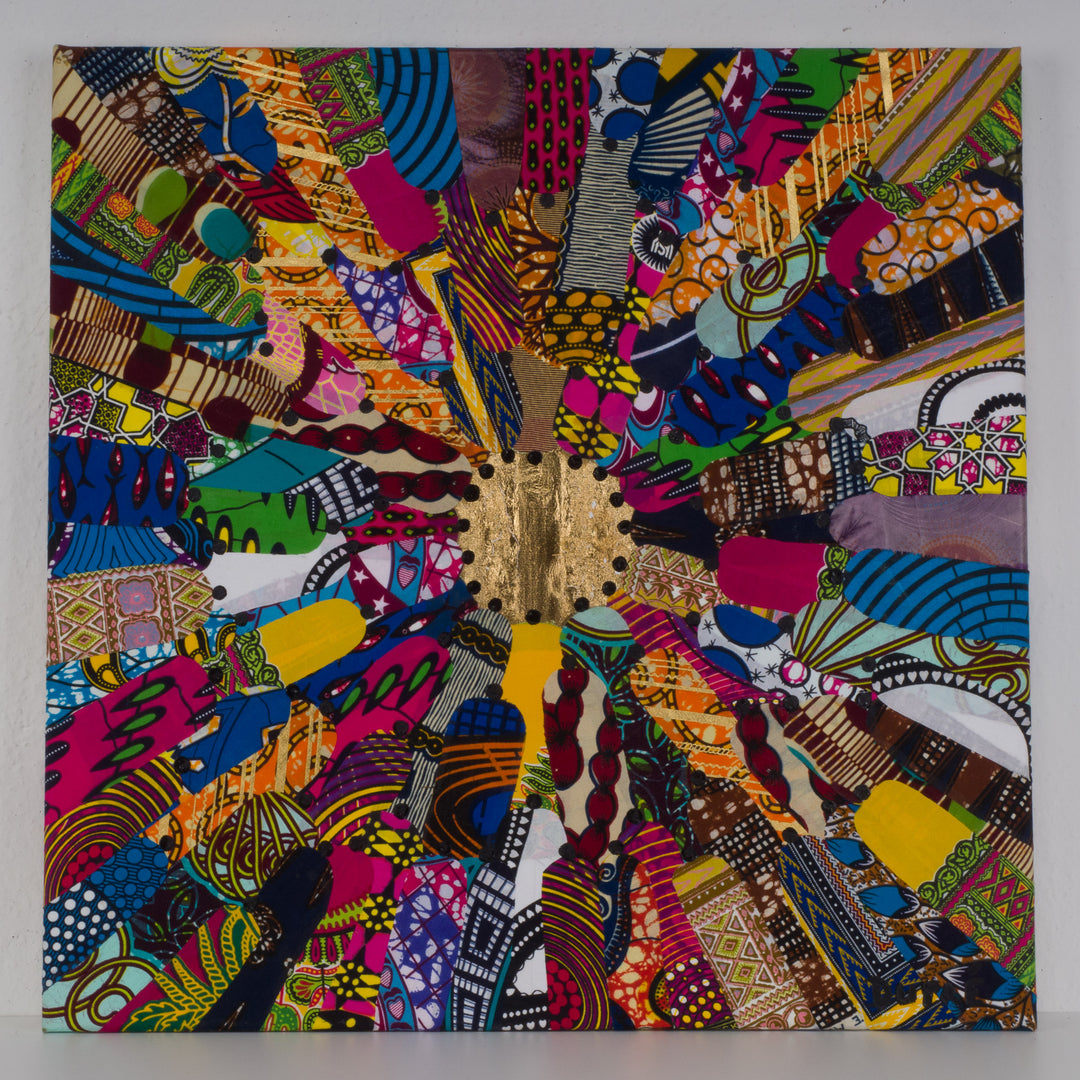 Collage kunstwerk voor aan de muur in stof 'New York' door Dupré