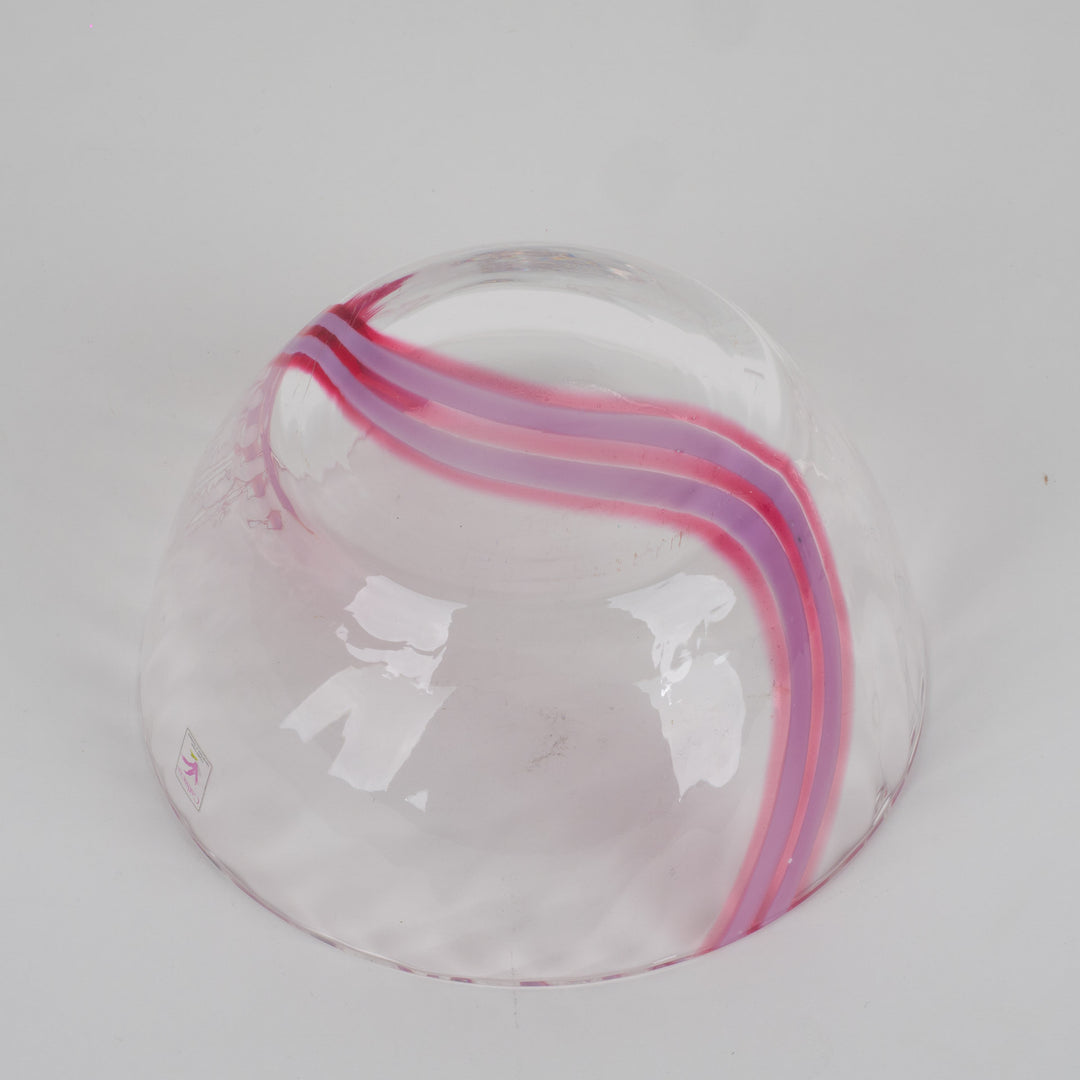 Kristallen schaal Caithness – Roze detail – Handgemaakt in Schotland – 20,2 x 20,2 x 9,2 cm