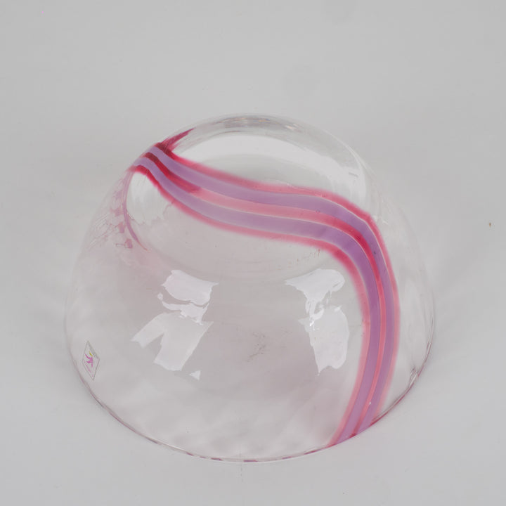 Kristallen schaal Caithness – Roze detail – Handgemaakt in Schotland – 20,2 x 20,2 x 9,2 cm