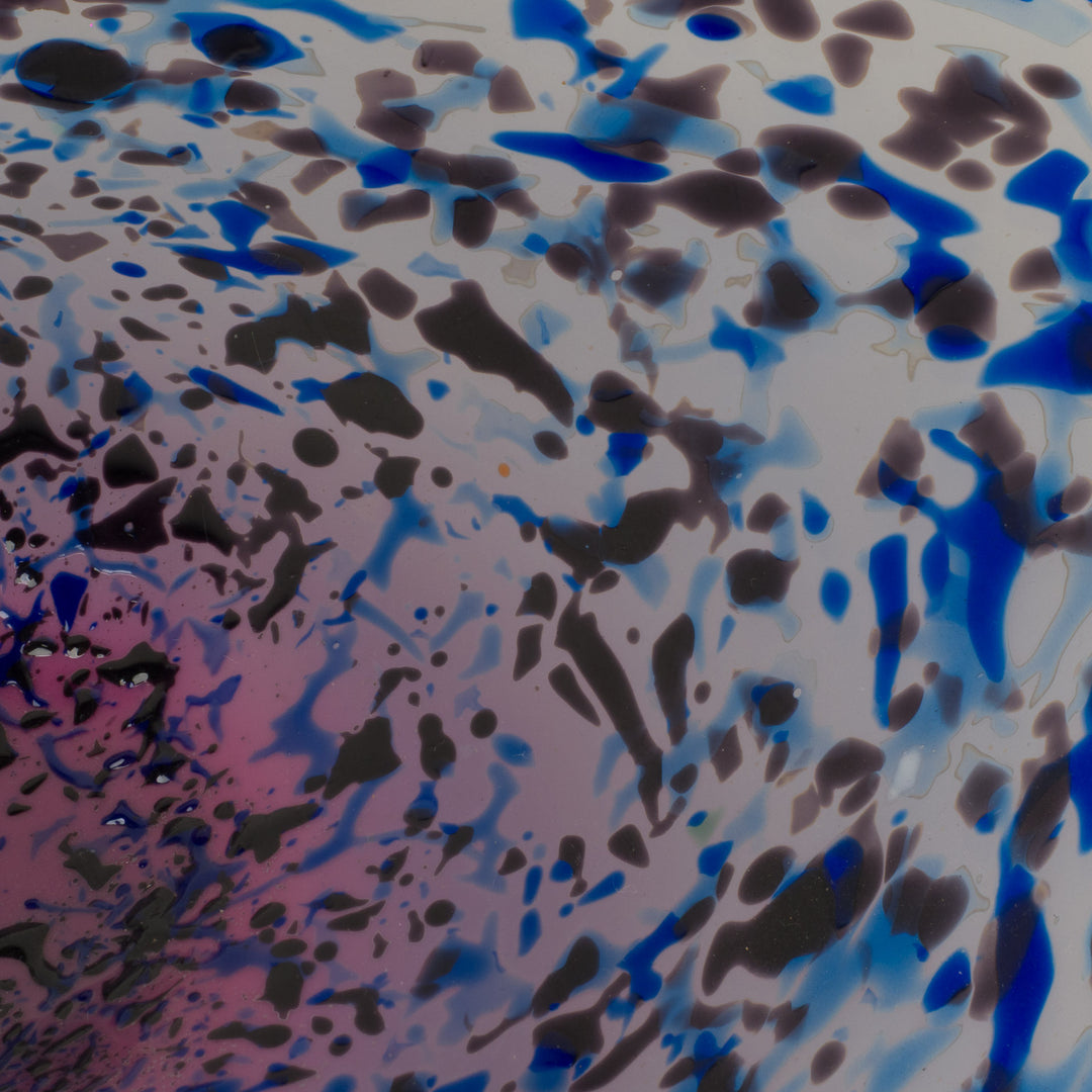 Mondgeblazen Artistieke Glasschaal in Paars- en Blauwtinten (33,5×24×5 cm)