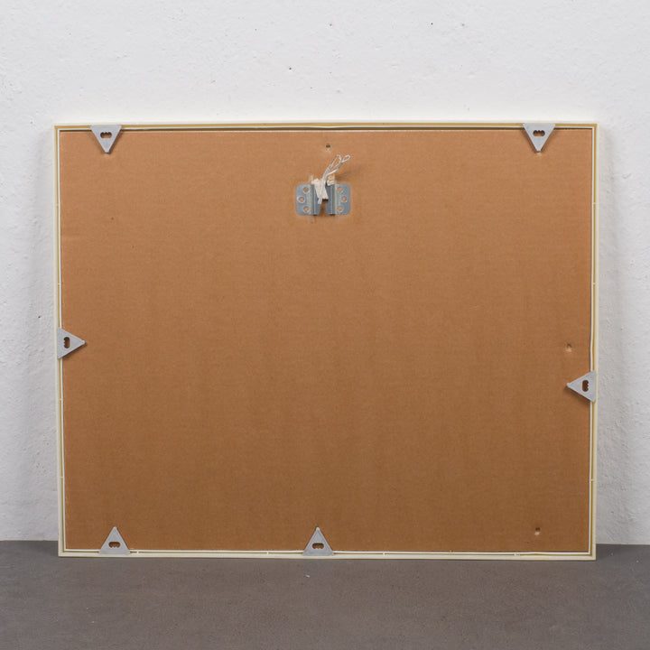 Schilderij “Huizen aan Zee – Kobaltblauw Landschap” door S. Matthijs