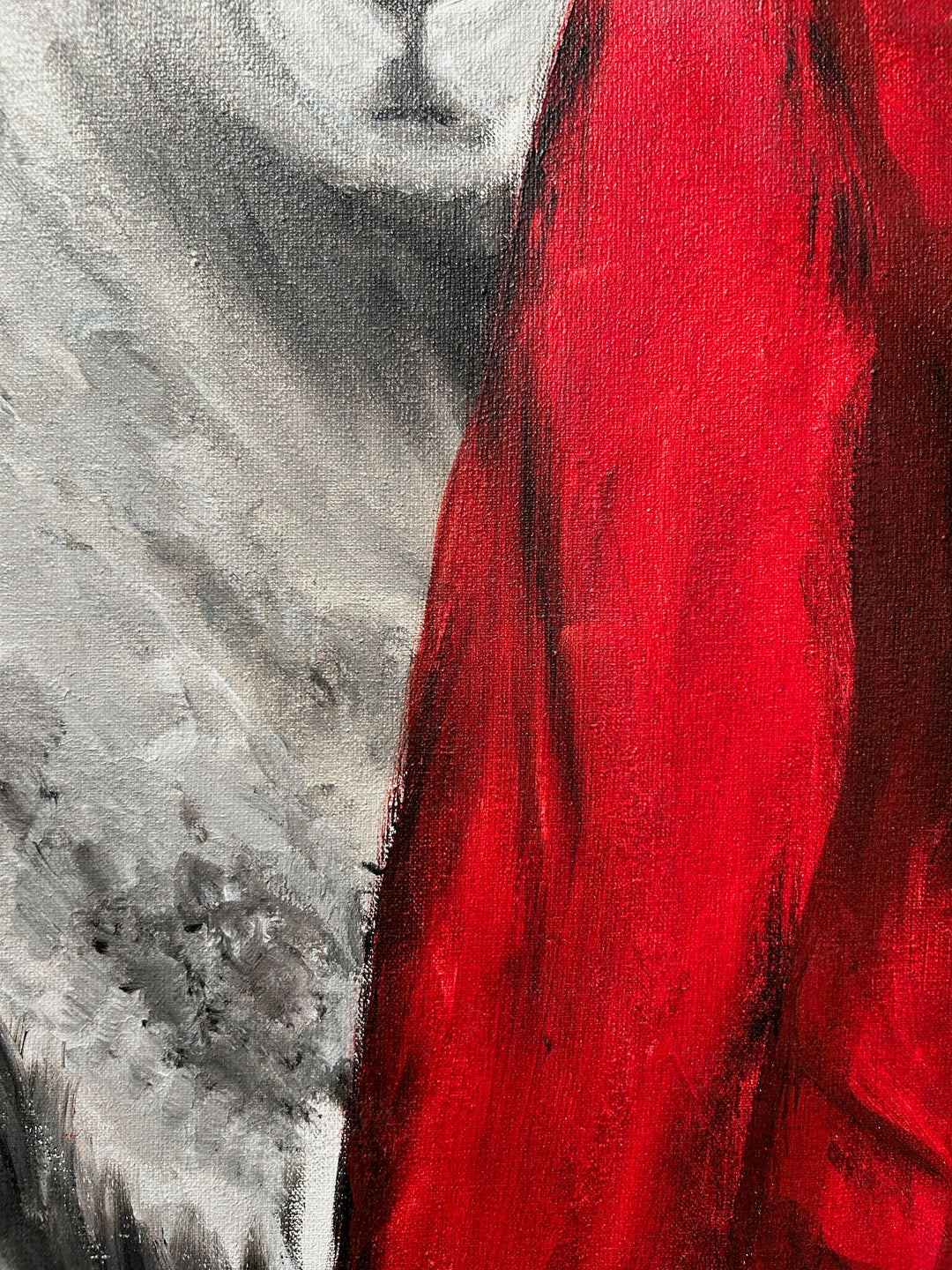 Atelier S – La Fille au Manteau Rouge | Meisje tussen de Schapen – Schilderij 60 x 80 x 4 cm