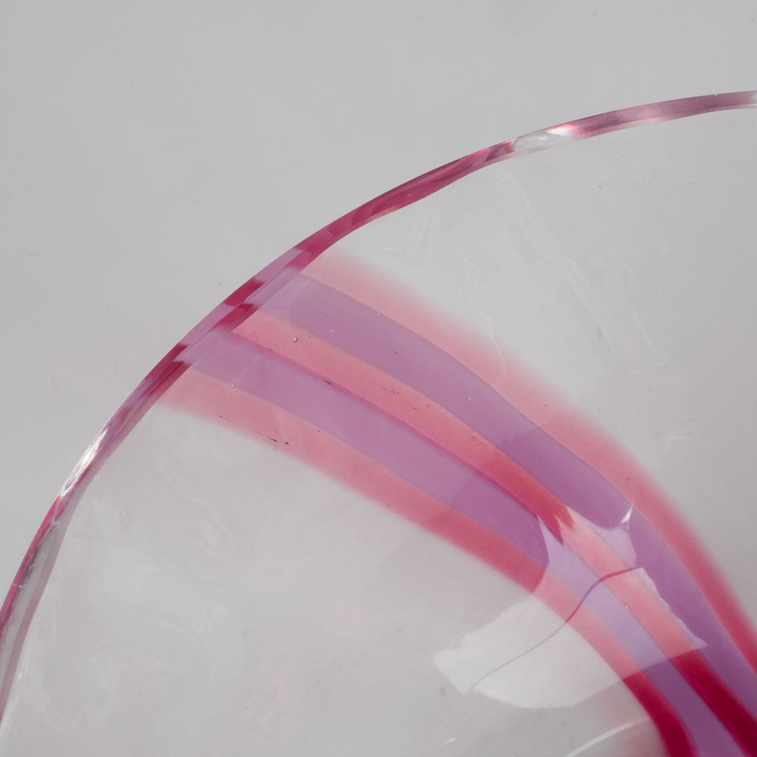 Kristallen schaal Caithness – Roze detail – Handgemaakt in Schotland – 20,2 x 20,2 x 9,2 cm