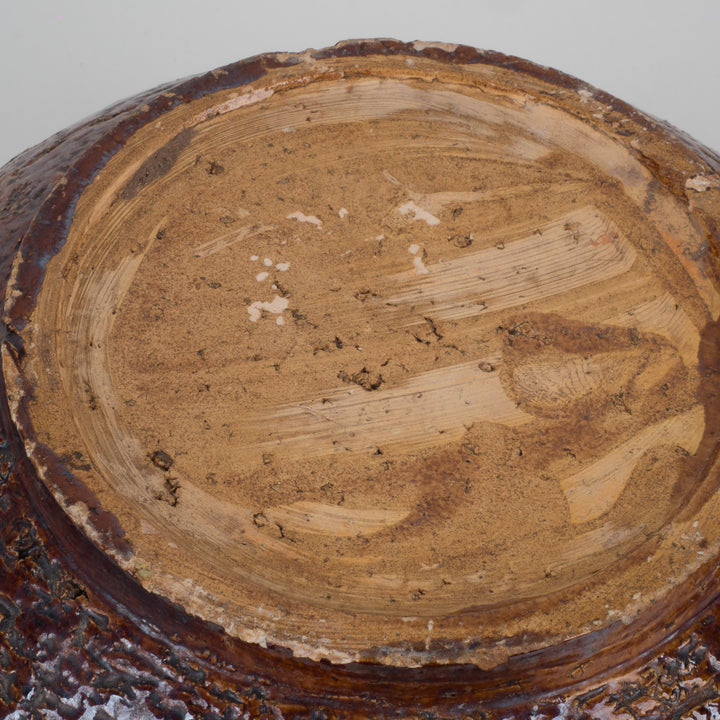 Bruin geglazuurde RAKU schaal – authentieke keramiek met karakter (25x25x12 cm)