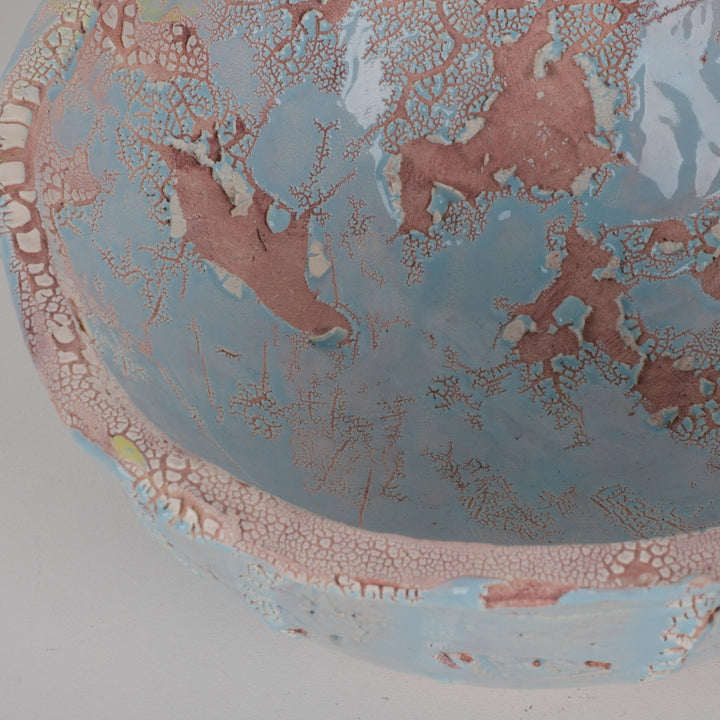 Handgemaakt keramisch potje blauw – uniek decoratief schaaltje in keramiek /13,3 x 13 x 6,5 cm