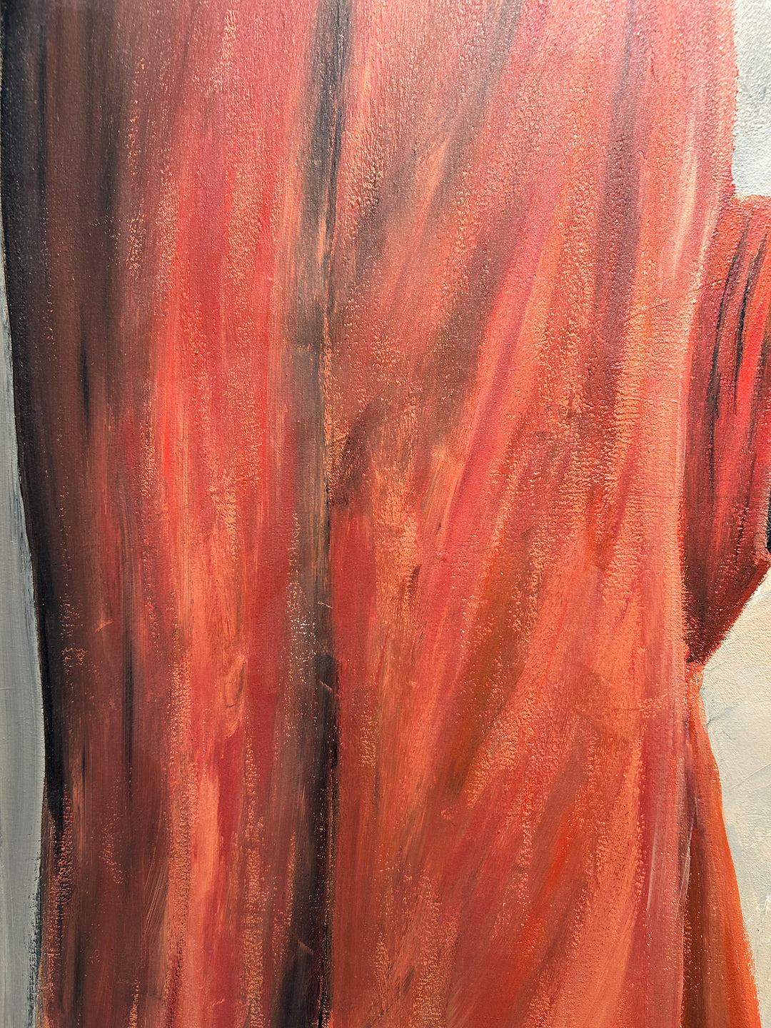 Schilderij Atelier S – 120 × 120 × 4 cm | Hedendaagse figuratieve kunst met abstracte achtergrond