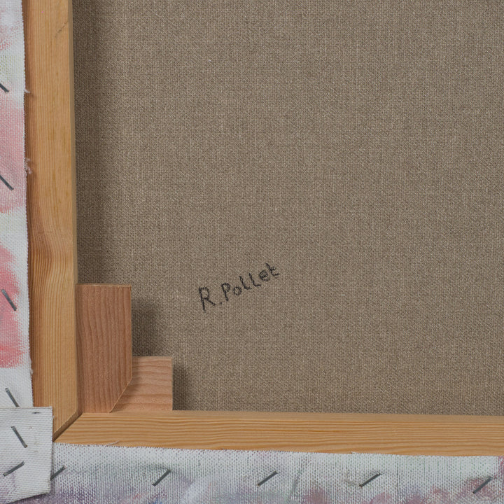 Schilderij van Rita Pollet – man kijkend door het raam in zachte pasteltinten